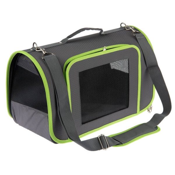 AirMesh soft carrier – hálós kutyahordozó, zöld-fekete
